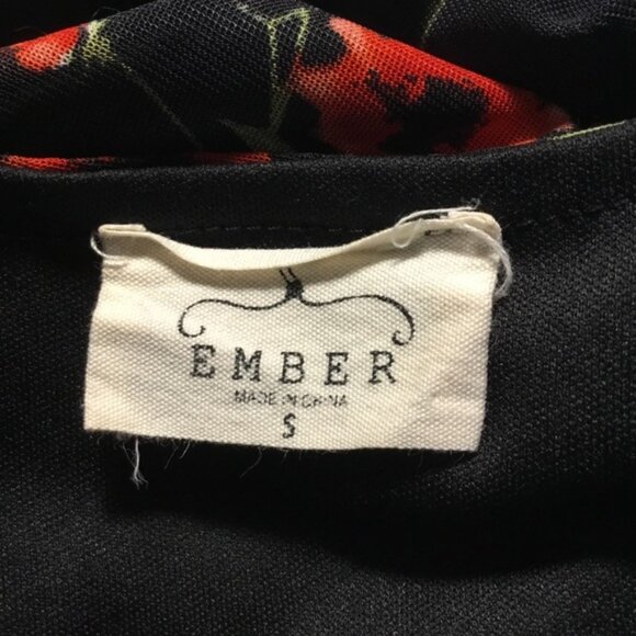 Black with blowers floaty babydoll top sheer short sleeves flare waist size S - Picture 7 of 8